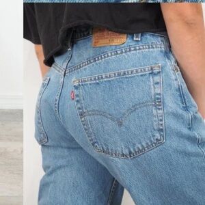 Levi's 505 Regular Fit Straight Blue Denim Jeans - high waisted mom jeans
